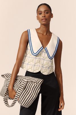 Rachel Antonoff Georgia Linen Blend Collared Top