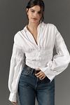 Thumbnail View 2: By Anthropologie Balloon-Sleeve Collared Shirred Blouse