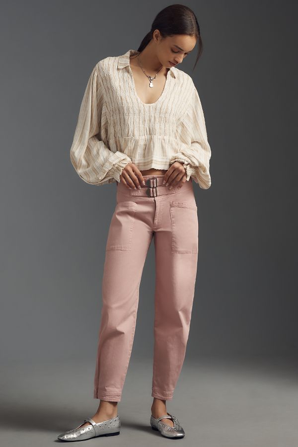 Slide View: 2: By Anthropologie Balloon-Sleeve Scoop-Neck Collared Blouse