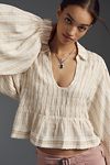 Thumbnail View 1: By Anthropologie Balloon-Sleeve Scoop-Neck Collared Blouse