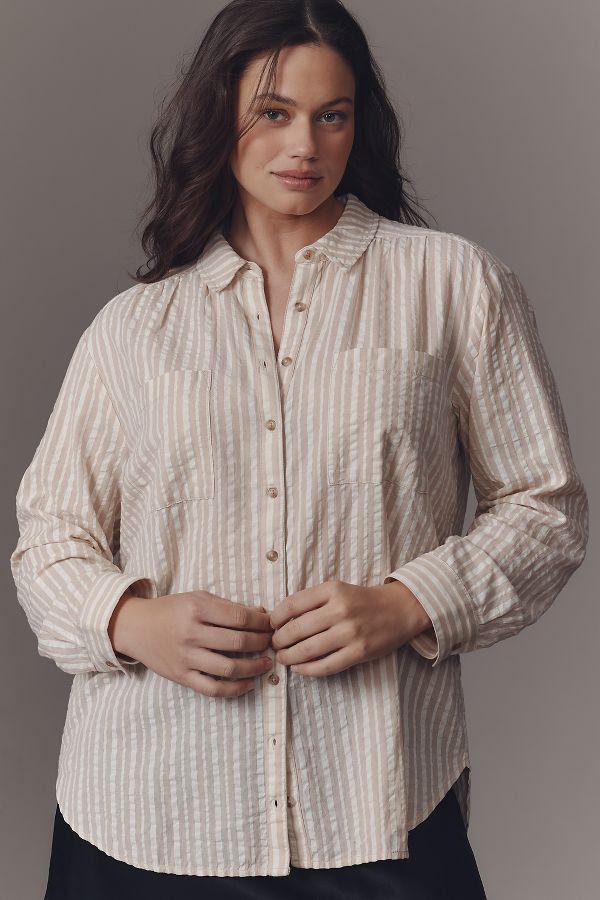 Slide View: 4: The Hadley Relaxed Buttondown Shirt by Pilcro​: Striped Edition