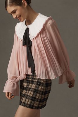 Maeve Oversized Collar Bow Blouse