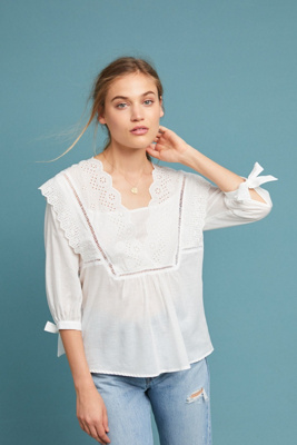 eyelet peasant blouse