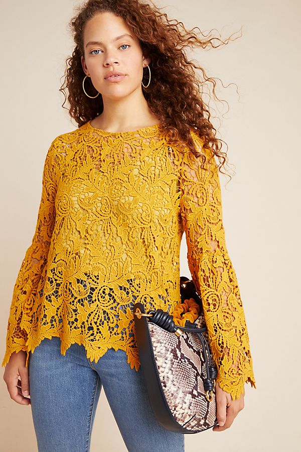 Slide View: 1: Marigold Lace Blouse
