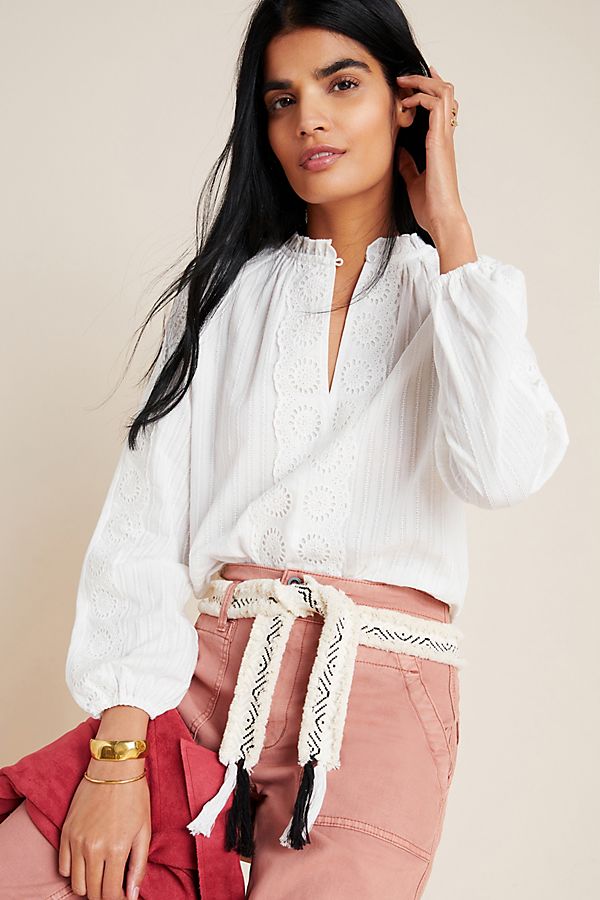 Slide View: 1: Juliette Lace Peasant Blouse