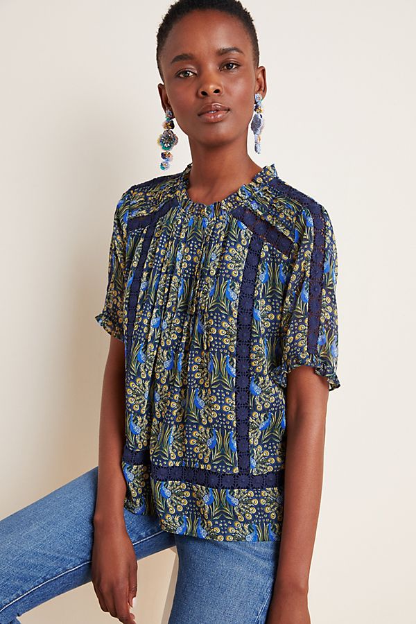 Slide View: 1: Tina Embroidered Lace Blouse