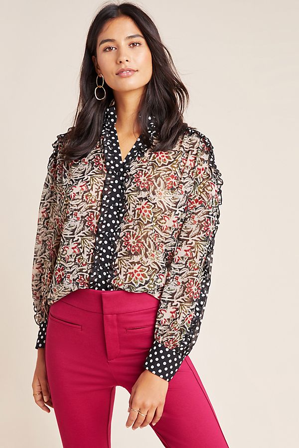 Slide View: 1: Antik Batik Balyna Silk Blouse