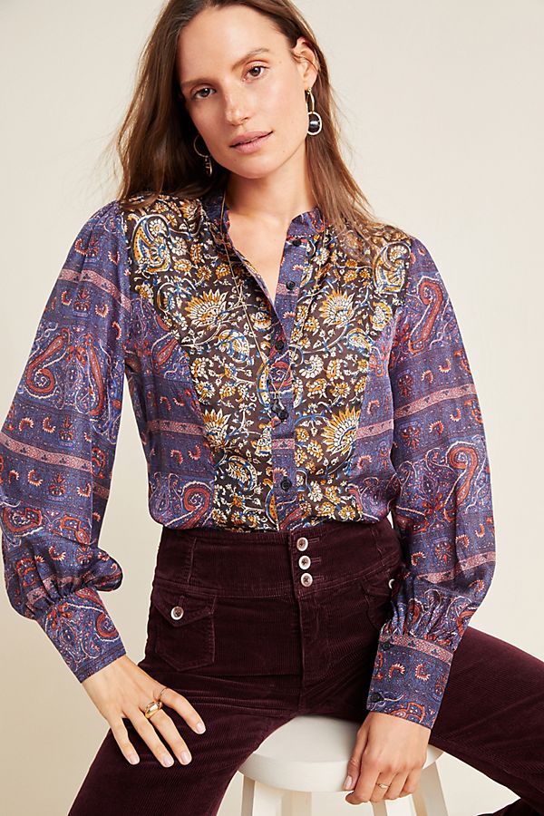 Slide View: 1: Antik Batik Danika Silk Buttondown