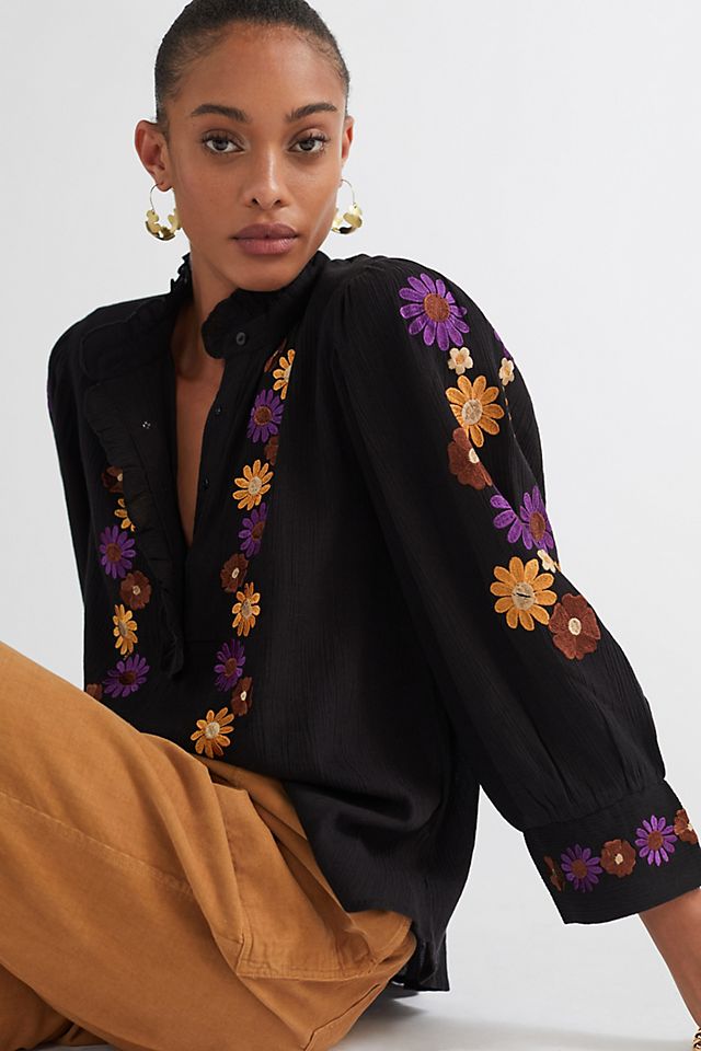Floral Embroidered Buttondown | Anthropologie