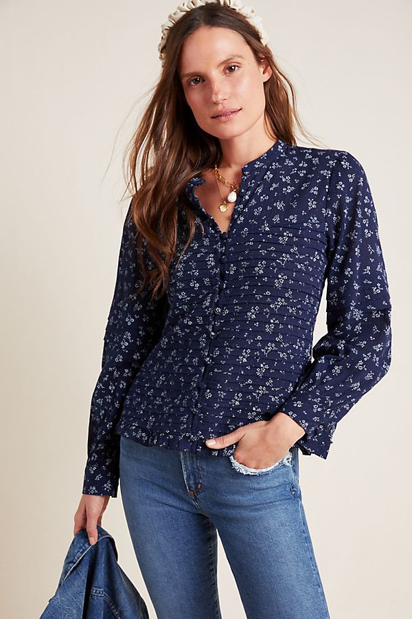 Slide View: 1: Pamela Pintucked Buttondown