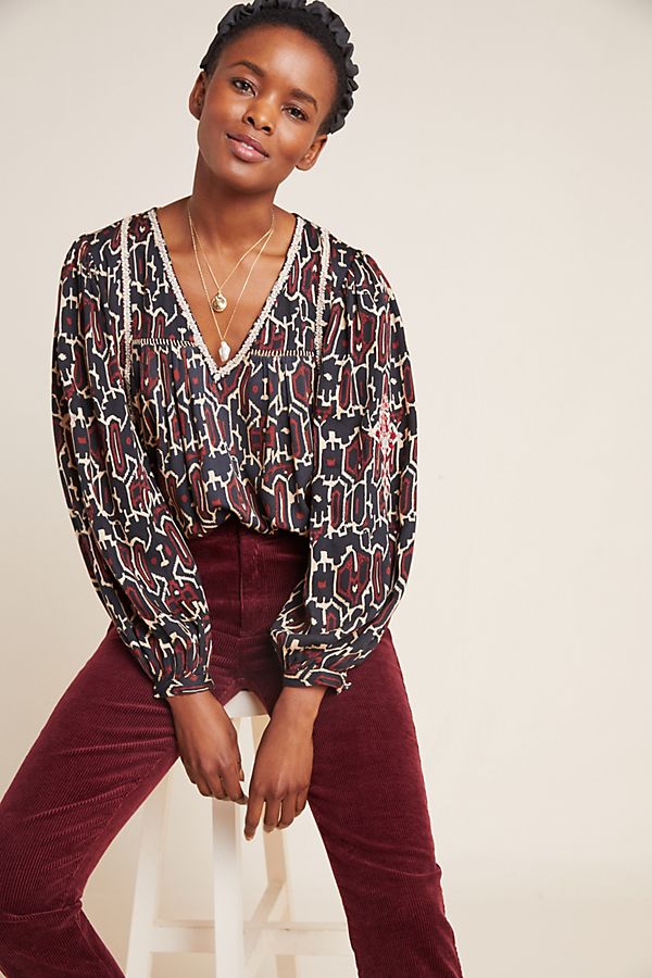 Slide View: 1: Veda Embroidered Blouse