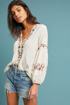 anthropologie peasant blouse