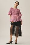 Thumbnail View 4: Maeve Short-Sleeve Rhinestone Sheer Babydoll Blouse