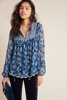 paisley peasant top