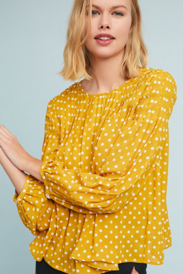 anthropologie polka dot top