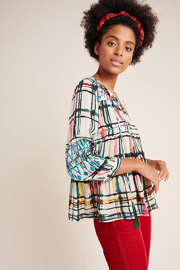 Slide View: 1: Vanessa Tiered Peasant Blouse