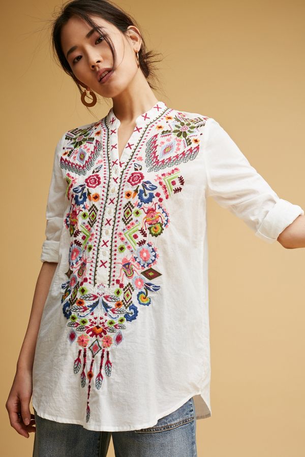 Vanna Embroidered Tunic | Anthropologie