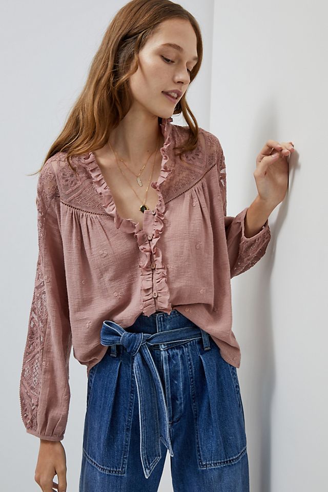 Stephine Lace Buttondown | Anthropologie