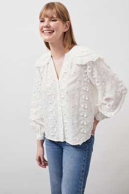 white ruffle blouse uk