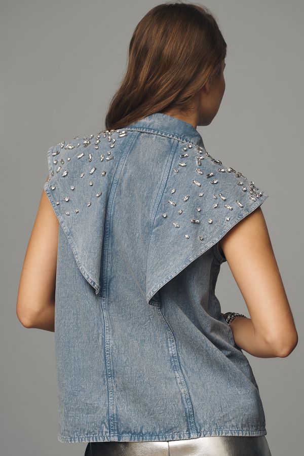 Slide View: 2: Let Me Be Flutter-Sleeve Embellished Top