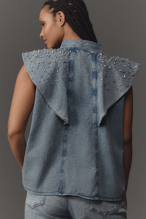 Slide View: 6: Let Me Be Flutter-Sleeve Embellished Top