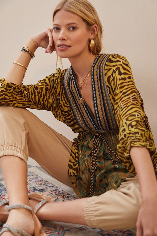 Embroidered VNeck Blouse Anthropologie