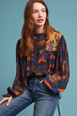 anthropologie eclectic peasant blouse