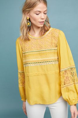 anthropologie peasant top