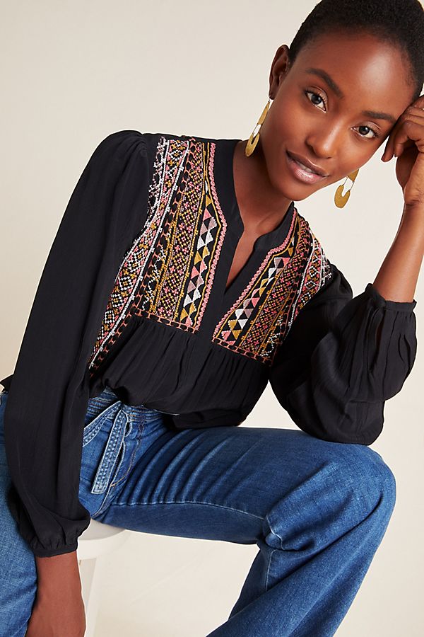 Slide View: 1: Lisi Embroidered Blouse