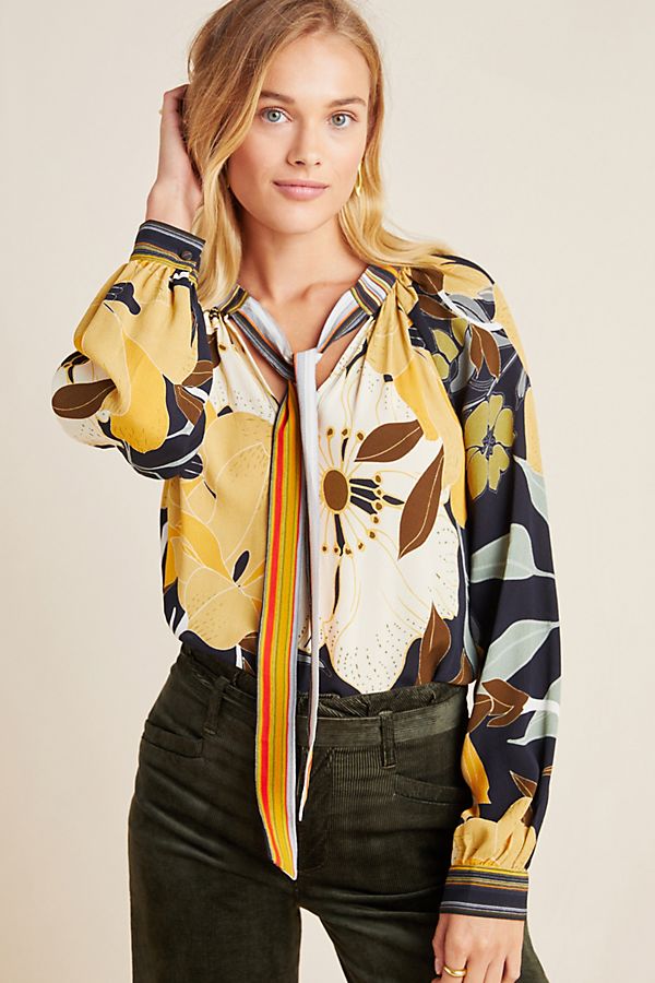Slide View: 1: Sharona Tie-Neck Blouse