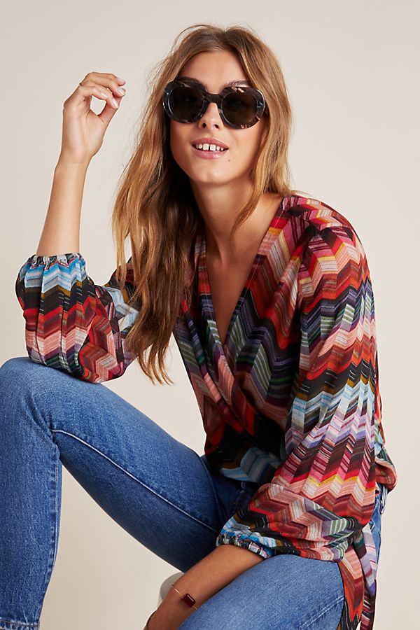 Slide View: 1: Laurie Chevron Wrap Blouse