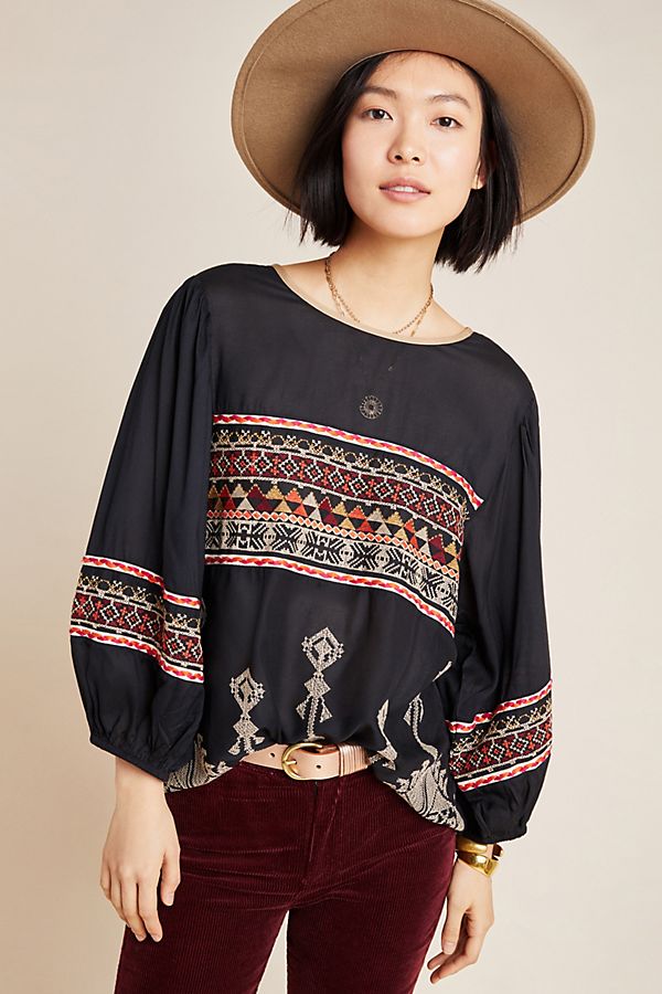 Slide View: 1: Nina Embroidered Blouse