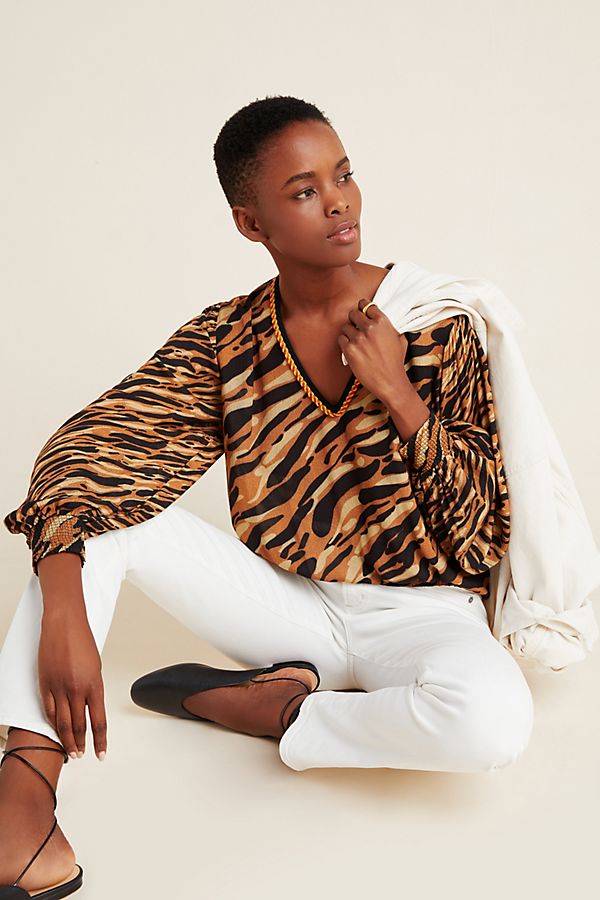 Slide View: 1: Patrice Puff-Sleeved Blouse