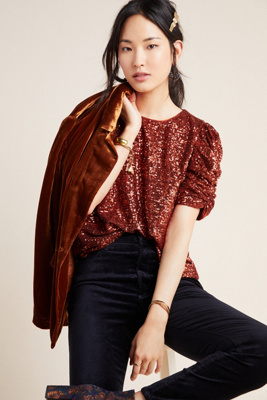 anthropologie sequin top