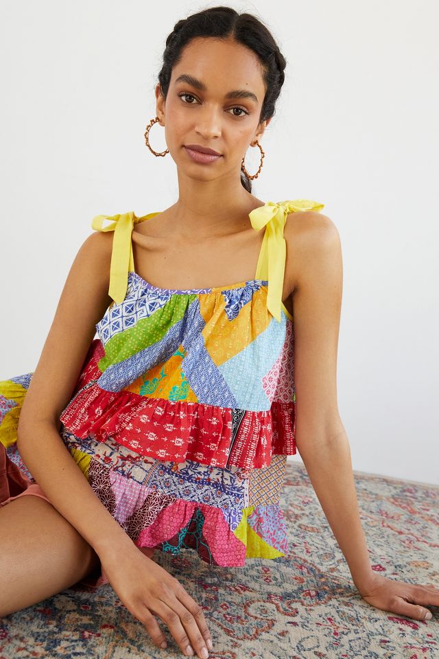 Let Me Be Ruffled Patchwork Tank | Anthropologie