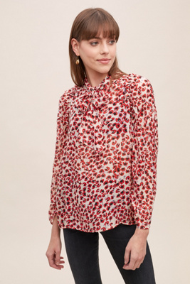 red animal print blouse