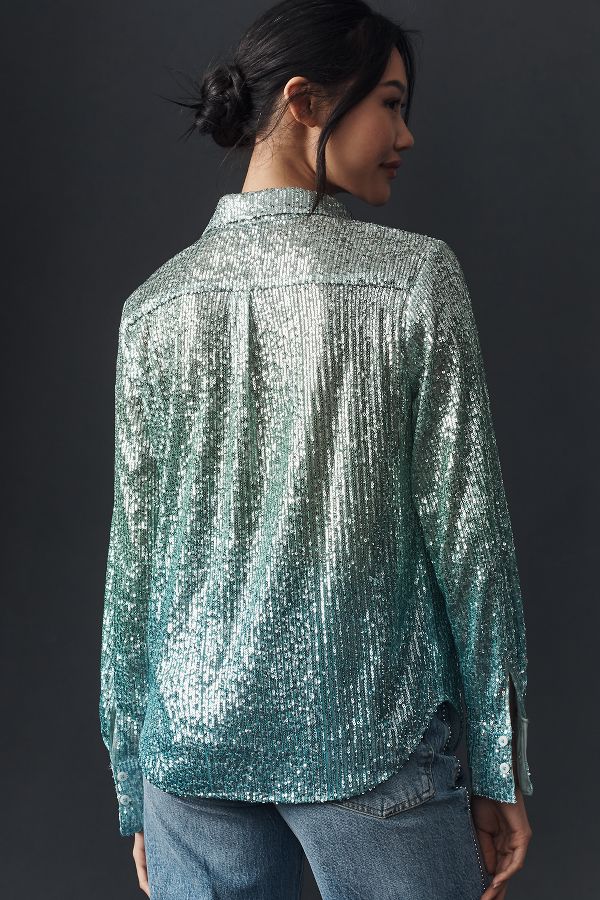 Vista diapositiva: 2: By Anthropologie camicia di paillettes ombre a maniche lunghe