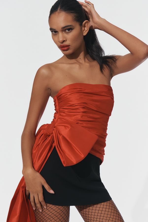 Slide View: 1: Hutch Taffeta Bow Ruched Top