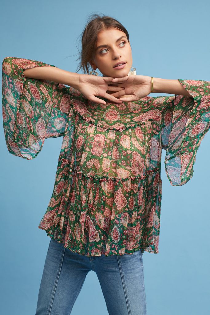 Tiered Chiffon Blouse | Anthropologie