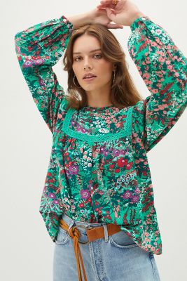 Floral Puff-Sleeved Blouse | Anthropologie