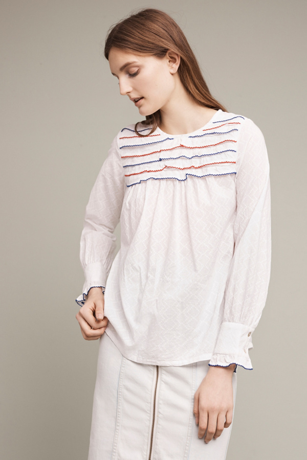 Ruffled Bib Blouse | Anthropologie