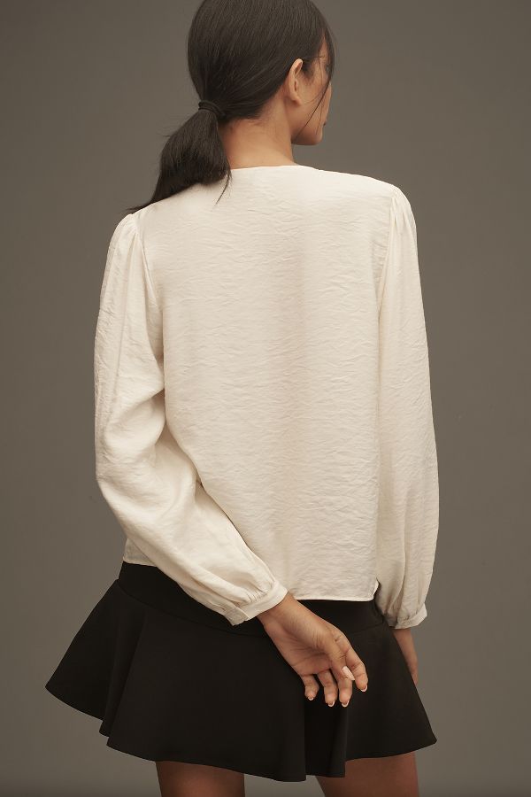 Slide View: 2: By Anthropologie Puff-Sleeve Textured Blouse