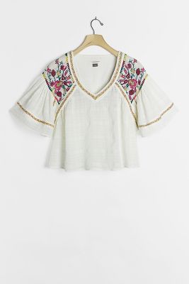 anthropologie peasant top