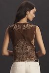 Thumbnail View 2: The Lainie High-Neck Lace Cutwork Blouse: Sleeveless Velvet Edition