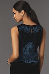 Thumbnail View 2: The Lainie High-Neck Lace Cutwork Blouse: Sleeveless Velvet Edition