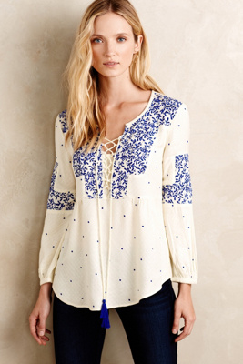 anthropologie peasant top