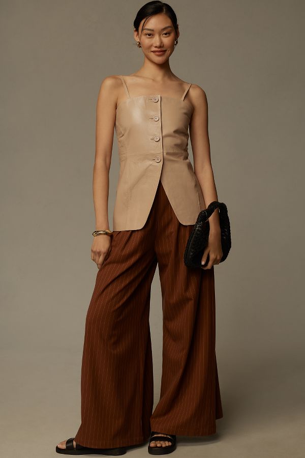 Slide View: 2: Lamarque Milana Leather Vest Blouse