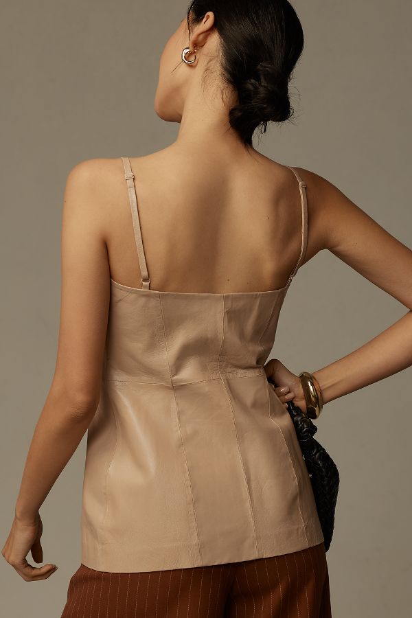 Slide View: 3: Lamarque Milana Leather Vest Blouse