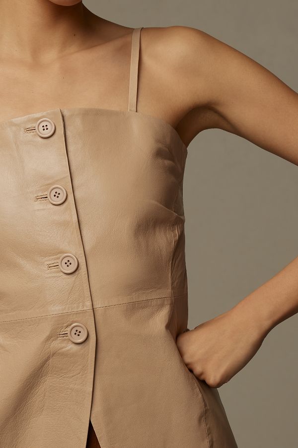 Slide View: 4: Lamarque Milana Leather Vest Blouse