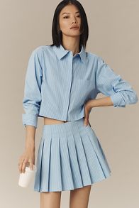 Slide View: 1: Maeve Long-Sleeve Collared Striped Blouse